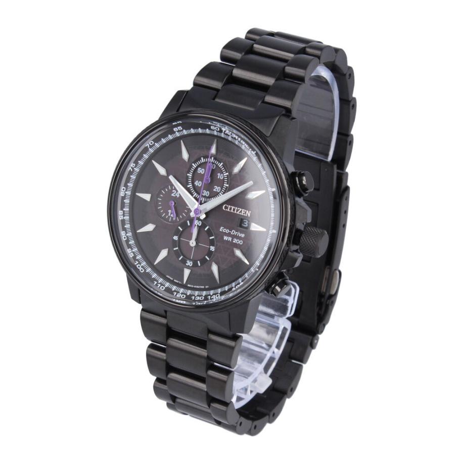 （値下げ可）【CITIZEN】クロノグラフ レザー ブラックバンド 腕時計 CITIZEN シチズン MARVEL マーベル Black Panther ブラックパンサー