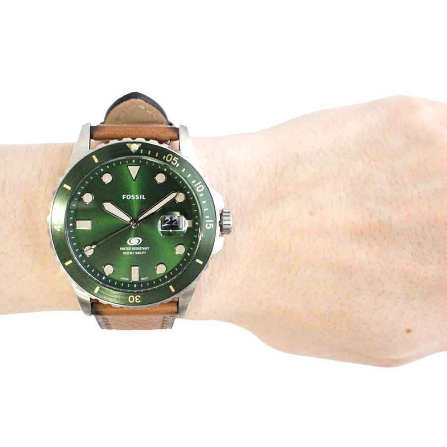 FOSSIL フォッシル BLUE腕時計 メンズ クオーツ アナログ 3針 ステンレス レザー グリーン シルバー ブラウン FS5946 爆 ...