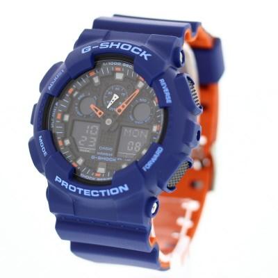 美品CASIO G-SHOCK GA-100L-2AJFブルー×オレンジ稼働品 G-SHOCK カシオ gショック CASIO ジーショック Gショック 腕時計