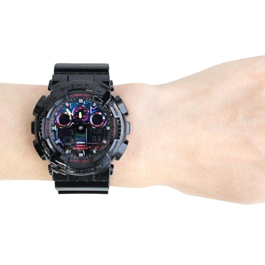 CASIO カシオ G-SHOCK ジーショック Gショック Virtual Rainbow Gamer’s RGBシリーズ 腕時計 時計 メンズ  アナデジ ブラック レインボー GA-100RGB-1A 1年保証