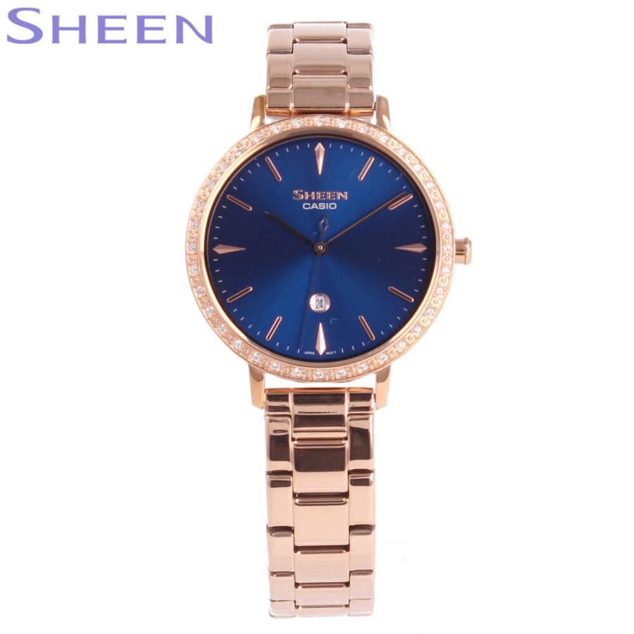 Casio カシオ Sheen シーン 腕時計 時計 レディース クオーツ サファイヤ メタル ピンクゴールド ネイビー She 4535ypg 2a She 4535ypg 2a 時計倉庫tokia 通販 Yahoo ショッピング