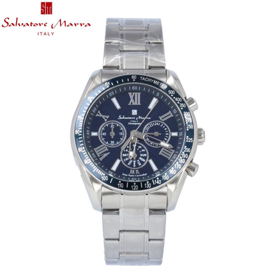 SALVATORE MARRA サルバトーレマーラ 腕時計 時計 メンズ 防水 電波ソーラー メタル ブルー SM15116-SSBLSV