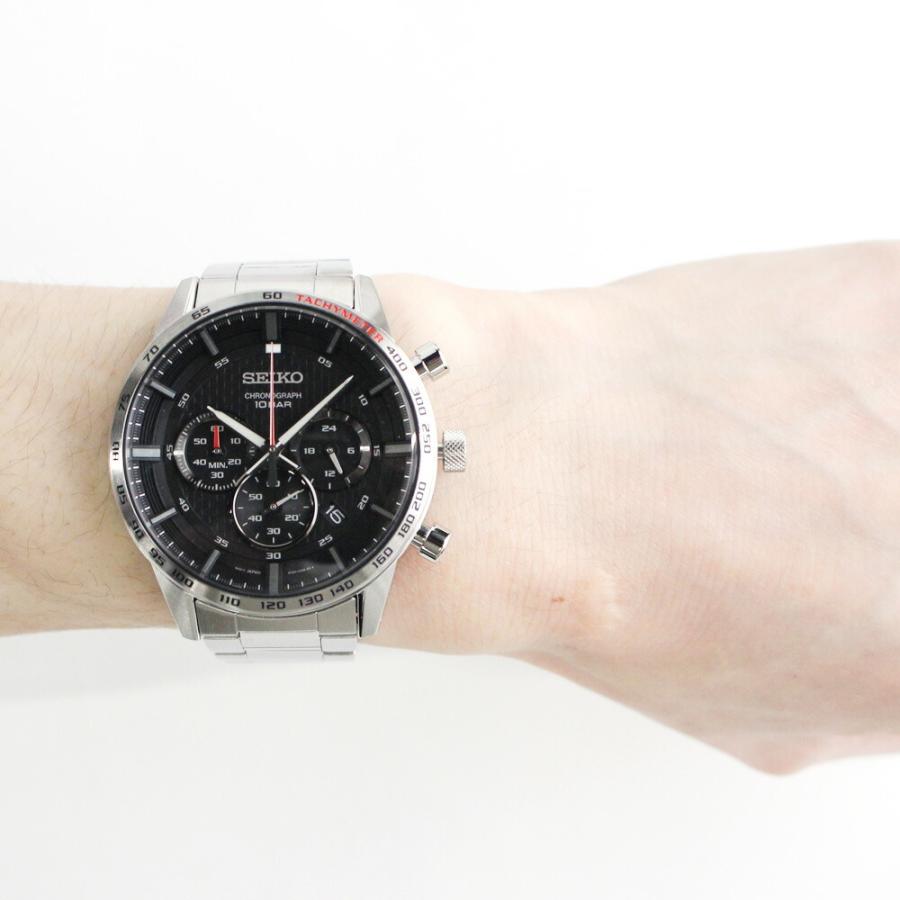 SEIKO セイコー腕時計 メンズ クオーツ アナログ クロノグラフ ステンレス メタル シルバー ブラック SSB355P