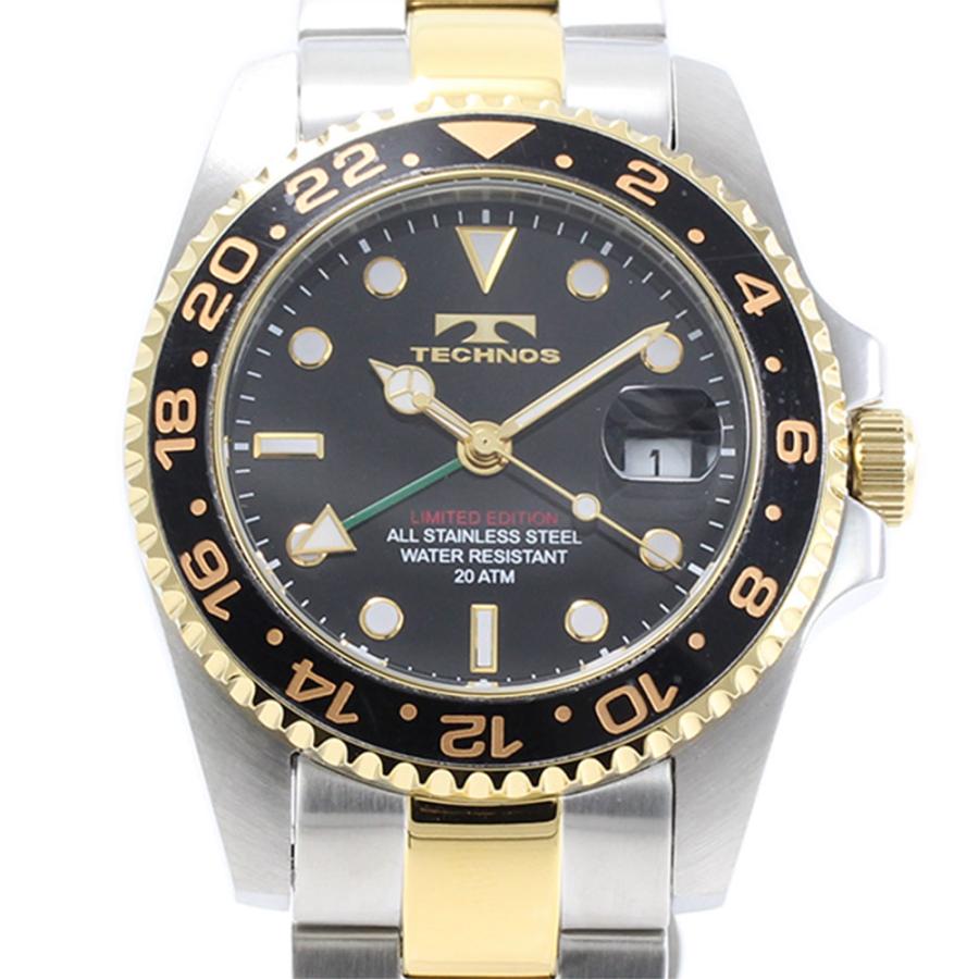 TECHNOS ストーン付きクォーツ時計 TECHNOS（時計） TECHNOS テクノス T2444TB メンズ GMT クォーツ