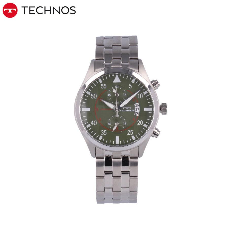 Technos テクノス 腕時計 メンズ クオーツ アナログ クロノグラフ ステンレス メタル シルバー グリーン カーキ T9696sm プレゼント ギフト 1年保証 T9696sm 時計倉庫tokia 通販 Yahoo ショッピング