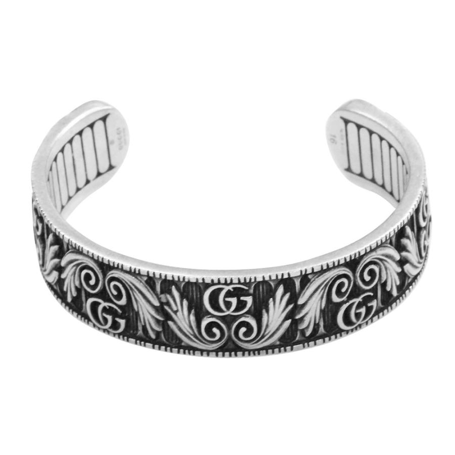 Gucci グッチ ブレスレット ダブルg リーフモチーフ クロームシルバー Yba メンズ レディース シルバー Sv925 アクセサリー カフブレス バングル Yba 時計倉庫tokia 通販 Yahoo ショッピング