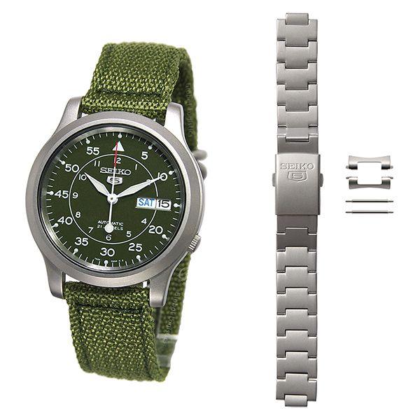 [10年保証] [セット商品] [セイコーインポート] [逆輸入品] SEIKO5 SNK805K2 と SEIKO5 純正ミリタリー用メタルベルト と ベルトピン2本 の3点セット
