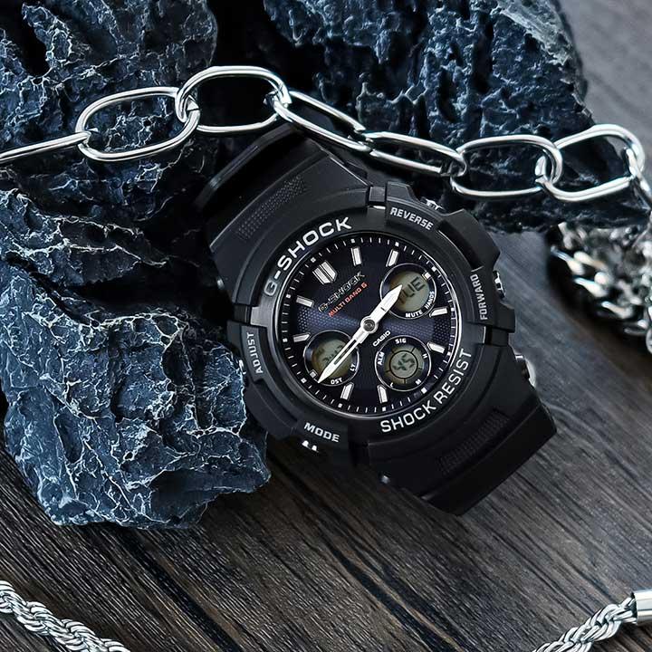 CASIO カシオ G-SHOCK AWG-M100SB-2A 海外モデル 電波ソーラー メンズ 腕時計 アナログ デジタル ネイビー ブルー ブラック 逆輸入 ブランド 40代 gショック｜tokeiten｜09