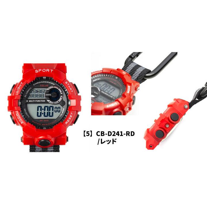 ネコポス CREPHA クレファー CB-D241 ハンギングウォッチ カラビナ 国内正規品 黒 ブラック 赤 レッド 青 ブルー ナイロン デジタル メンズ 腕時計 | CREPHA | 05