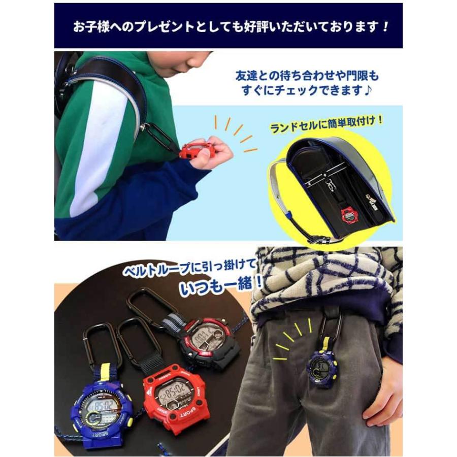 ネコポス CREPHA クレファー CB-D241 ハンギングウォッチ カラビナ 国内正規品 黒 ブラック 赤 レッド 青 ブルー ナイロン デジタル メンズ 腕時計 | CREPHA | 07