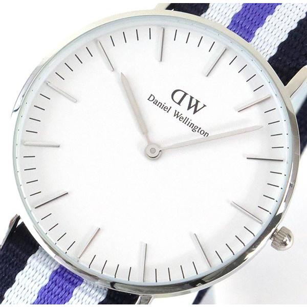 ダニエルウェリントン クラシック Daniel Wellington 36mm メンズ レディース ペア 腕時計 紺 白 紫 ナイロン ベルト シルバー 0609D｜tokeiten｜03