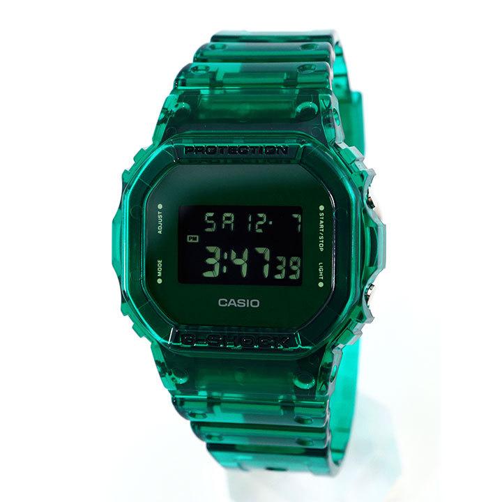 G-SHOCK Gショック BASIC CASIO カシオ DW-5600SB-3 スケルトン デジタル メンズ 腕時計 四角 海外モデル 黒 ブラック 緑 グリーン ウレタン｜tokeiten｜02