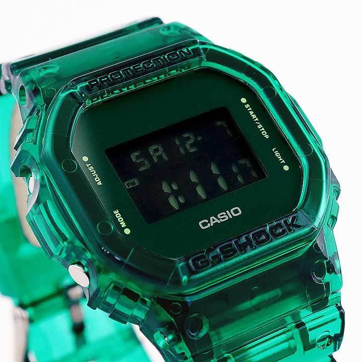 G-SHOCK Gショック BASIC CASIO カシオ DW-5600SB-3 スケルトン デジタル メンズ 腕時計 四角 海外モデル 黒 ブラック 緑 グリーン ウレタン｜tokeiten｜03