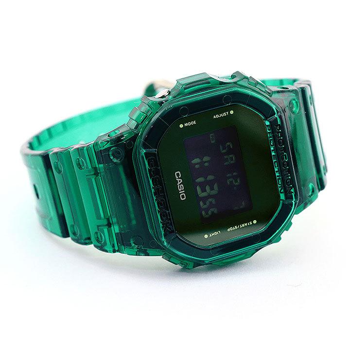 G-SHOCK Gショック BASIC CASIO カシオ DW-5600SB-3 スケルトン デジタル メンズ 腕時計 四角 海外モデル 黒 ブラック 緑 グリーン ウレタン｜tokeiten｜06