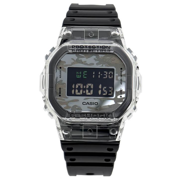 カシオ Gショック ジーショック CASIO G-SHOCK DW-5600SKC-1 ミリタリー 迷彩 カモフラ 透明 スケルトン メンズ 防水 デジタル 黒 ブラック グレー 逆輸入｜tokeiten｜03