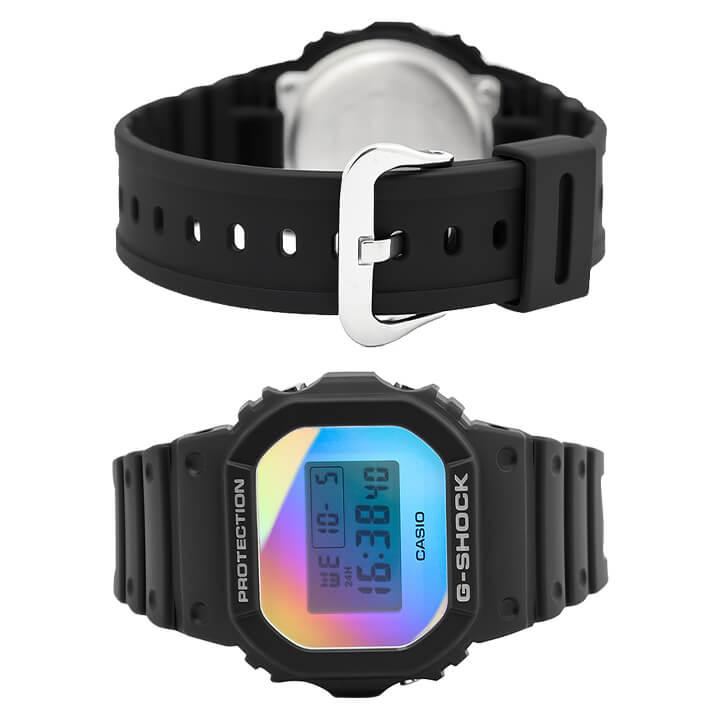 カシオ Gショック ジーショック CASIO G-SHOCK DW-5600SR-1 Iridescent Color 腕時計 時計 虹色 レインボー  カレンダー 防水 デジタル 黒 ブラック 逆輸入