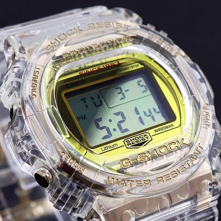 ポイント最大6倍 G-SHOCK Gショック CASIO カシオ DW-5735E-7 35周年記念モデル GLACIER GOLD  グレイシアゴールド メンズ 腕時計 海外モデル クリアスケルトン