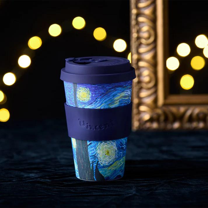 BOX訳あり ecoffee cup エコーヒーカップ コーヒー 蓋付 シリコン タンブラー 400ml ヴァン・ゴッホ イエロー ブルー グリーン 花 お茶 おしゃれ 女性 ギフト | ecoffee cup | 07