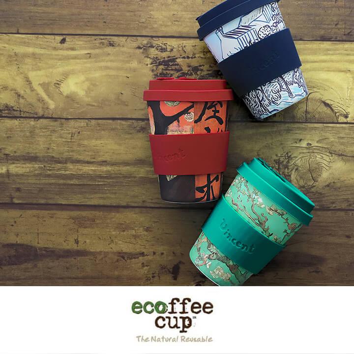 ecoffee cup エコーヒーカップ コーヒー 蓋付 シリコン タンブラー 350ml ヴァン・ゴッホ レッド グリーン ネイビー 花 お茶 おしゃれ お家カフェ 女性 ギフト | ecoffee cup | 02