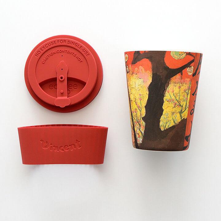 ecoffee cup エコーヒーカップ コーヒー 蓋付 シリコン タンブラー 350ml ヴァン・ゴッホ レッド グリーン ネイビー 花 お茶 おしゃれ お家カフェ 女性 ギフト | ecoffee cup | 04