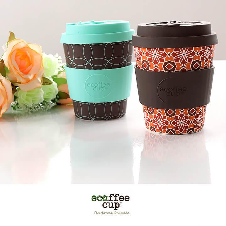 ecoffee cup エコーヒーカップ テキスタイル コーヒー お茶 カップ 水色 ブラウン レッド 花 蓋 シリコン タンブラー かわいい おしゃれ お家カフェ ギフト | ecoffee cup | 02