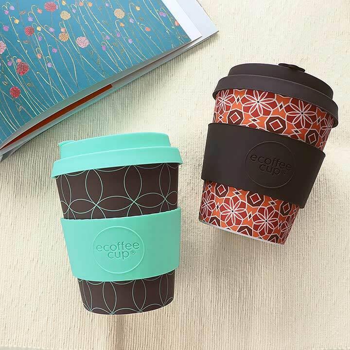 ecoffee cup エコーヒーカップ テキスタイル コーヒー お茶 カップ 水色 ブラウン レッド 花 蓋 シリコン タンブラー かわいい おしゃれ お家カフェ ギフト | ecoffee cup | 05