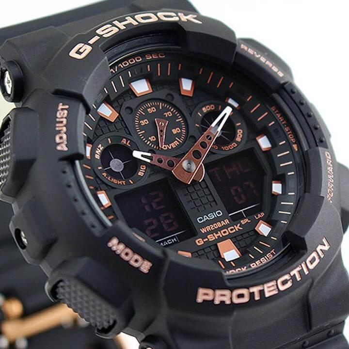 G-SHOCK Gショック BASIC CASIO カシオ GA-100GBX-1A4 アナログ デジタル メンズ 腕時計 海外モデル 黒 ブラック ローズゴールド ウレタン｜tokeiten｜03