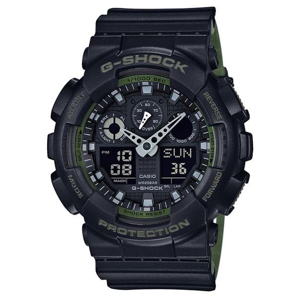 ポイント最大6倍 CASIO カシオ G-SHOCK Gショック SPECIAL COLOR GA-100L-1AJF クオーツ ミリタリー 黒 ブラック 緑 グリーン カーキ 国内正規品｜tokeiten｜02