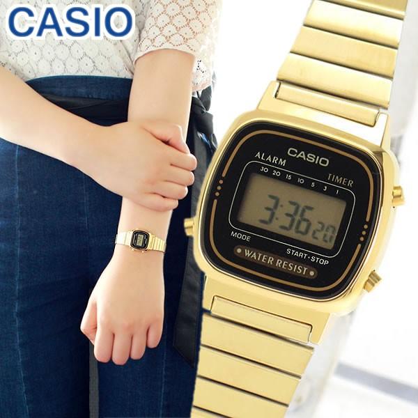 ポイント最大6倍 ネコポス BOXなし CASIO チープカシオ チプカシ LA-670WGA-1 LA670WGA-1 海外モデル レディース 腕時計 ゴールド×ブラック 金 黒｜tokeiten