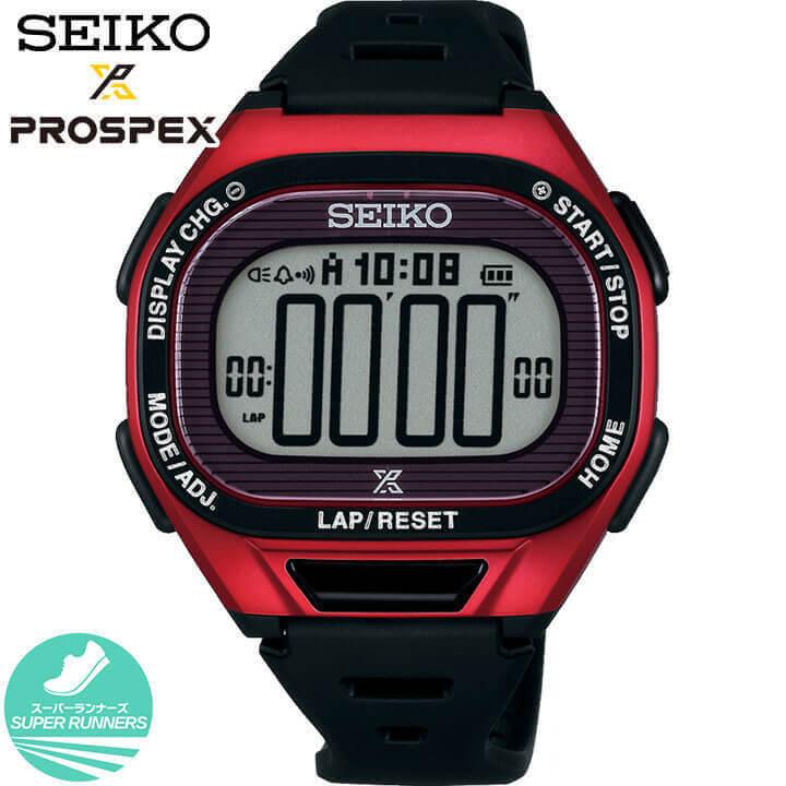 お取り寄せ PROSPEX プロスペックス SEIKO セイコー スーパーランナーズ ソーラー SBEF047 デジタル メンズ 腕時計 国内正規品 黒 ブラック レッド｜tokeiten