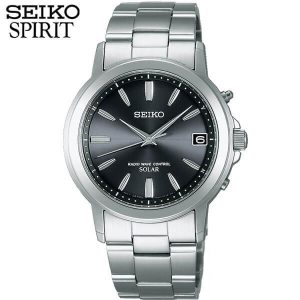 お取り寄せ セイコー スピリット 腕時計 SEIKO SPIRIT 電波ソーラー 電波 ソーラー メンズ SBTM169 国内正規 ブラック シルバー バンド｜tokeiten