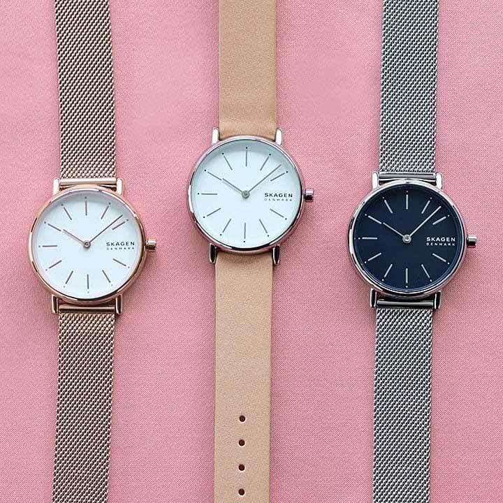 SKAGEN（スカーゲン） レディース 腕時計 レザー メッシュ ネイビー