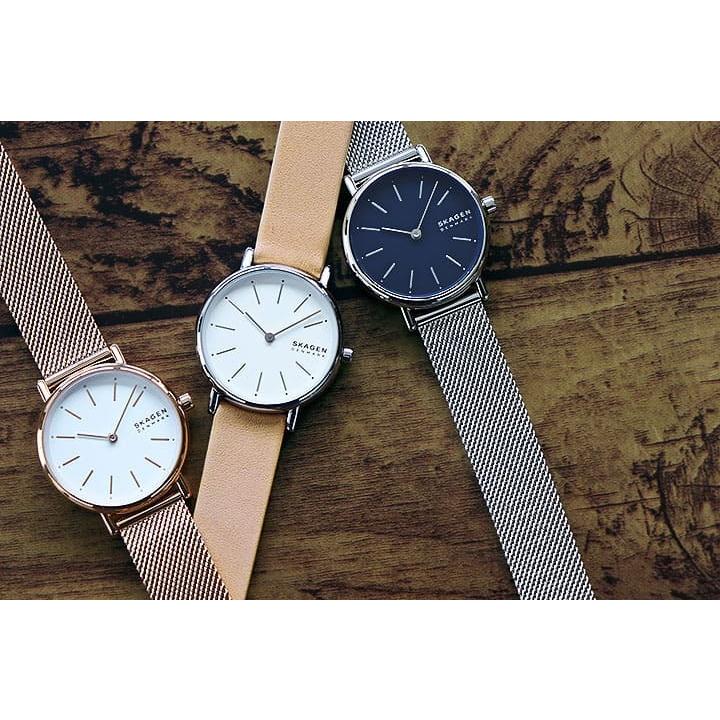 SKAGEN（スカーゲン） レディース 腕時計 レザー メッシュ ネイビー