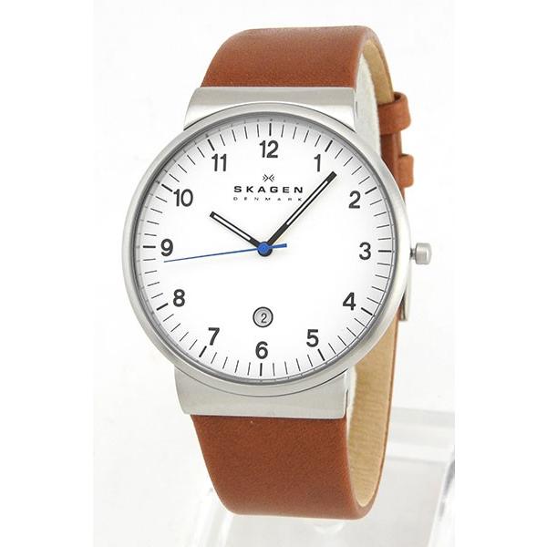 ポイント最大6倍 SKAGEN スカーゲン SKW6082 海外モデル アナログ メンズ 腕時計 白 ホワイト 茶 ブラウン 革バンド レザー｜tokeiten｜02