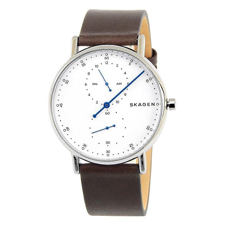 ポイント最大6倍 SKAGEN スカーゲン SKW6391 シグネチャー メンズ 腕時計 海外モデル 白 ホワイト 茶 ブラウン 銀 シルバー  革ベルト レザー