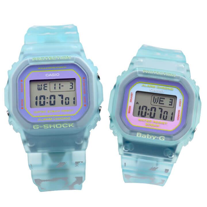 ペアウォッチ G-SHOCK Gショック ジーショック Baby-G ベビーG ラバーズコレクション ラバコレ 2021 SLV-21B-2 デジタル スケルトン 水色｜tokeiten｜05