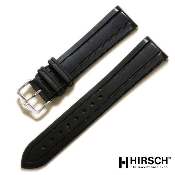 HIRSCH ヒルシュ　時計替えベルト　20mm　ラバー　ブラック ヒルシュ へベア ラバー 時計ベルト 20mm 22mm : 時計ベルト専門店