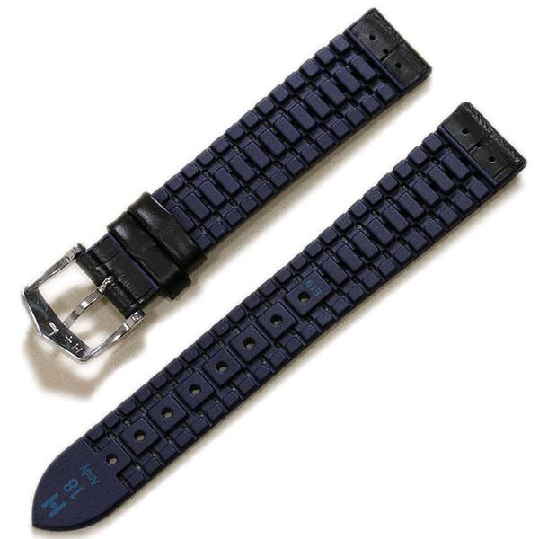ヒルシュ アンディ 型押し×ラバー 時計ベルト 防水 耐水 交換 18mm