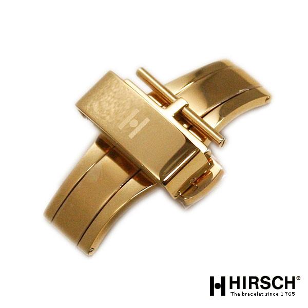 【ヒルシュ】プッシュ式観音開きタイプ　Ｄバックル　ゴールド　16ｍｍ用 ヒルシュ Dバックル シルバー ゴールド 両開き プッシュ BC1024 16mm