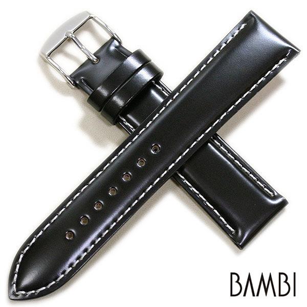 BAMBI（バンビ） 時計ベルト 16mm 18mm 20mm コードバン 白ステッチ 馬