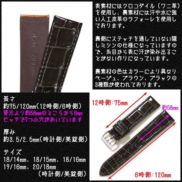 SEIKO（セイコー） ワクイズ クロコダイル 時計ベルト 日本製 本革
