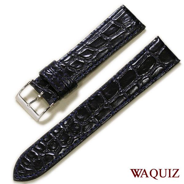 2004#19mm-16mmブラック★本物クロコダイル腕時計用ベルト★スイス製 SEIKO（セイコー） ワクイズ クロコダイル 時計ベルト 日本製 本革