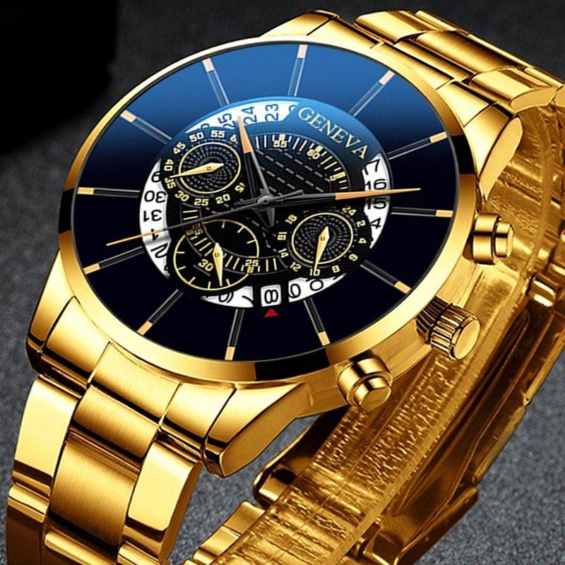 男性 ステンレス鋼 高級時計 カレンダークォーツ時計 メンズ腕時計 
