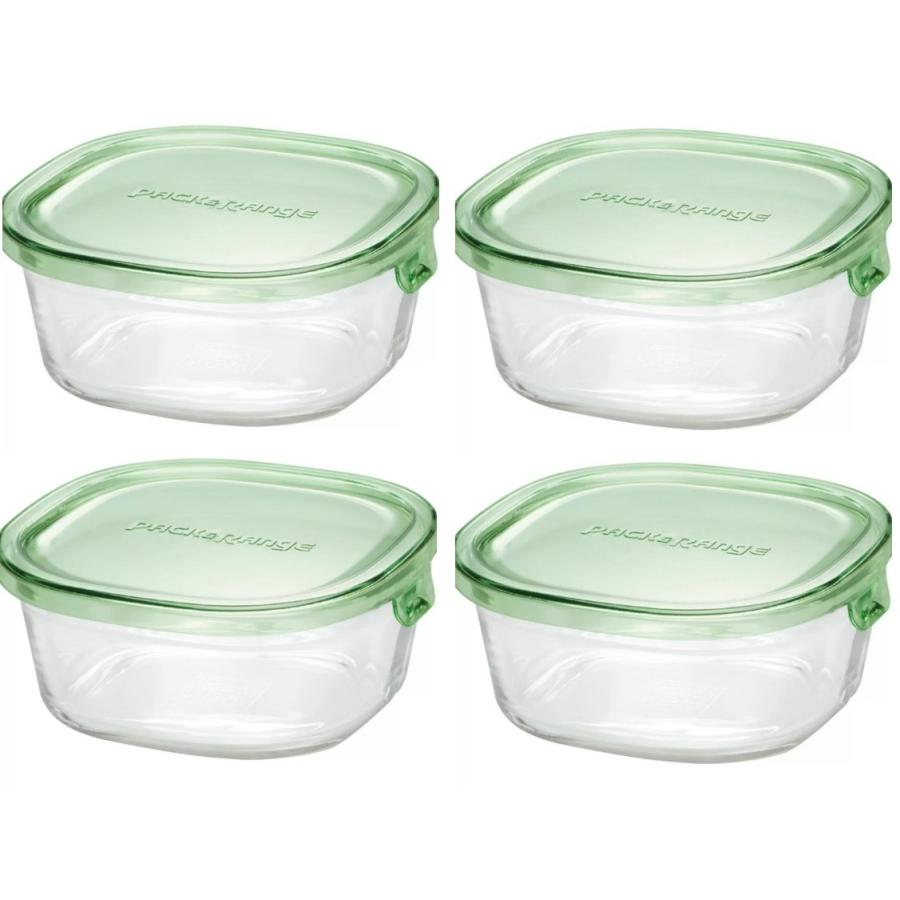 iwaki（イワキ） パック アンド レンジ 耐熱ガラス保存容器 450ml 4個