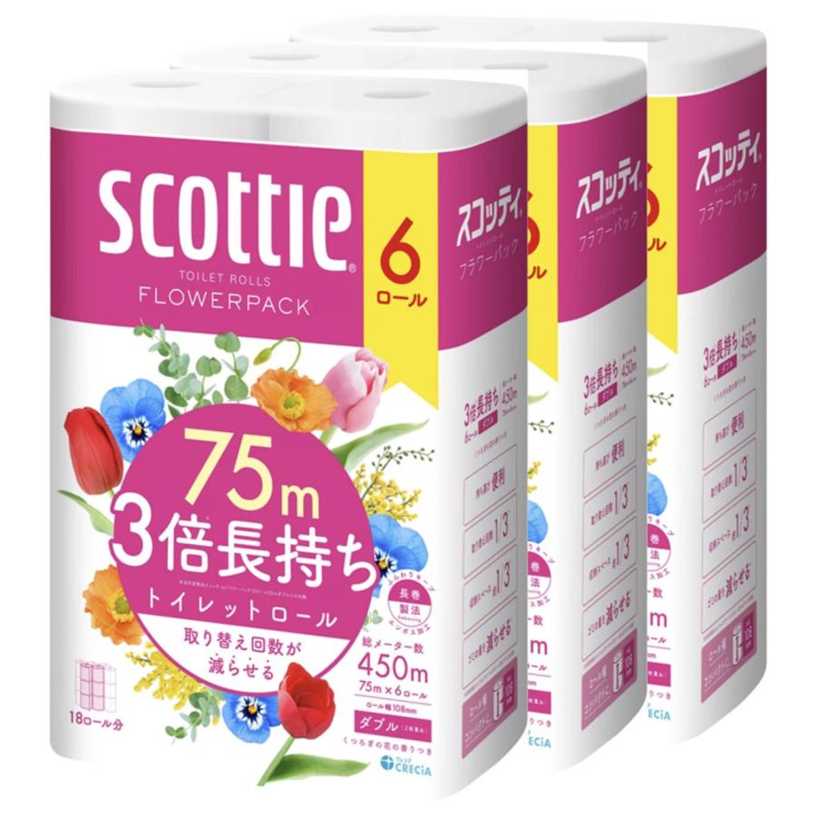 スコッティ（scottie） トイレットペーパー 3倍長持ち 18ロール 81918