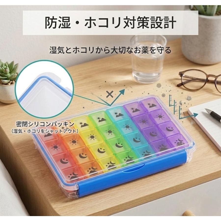 Fullicon 「AquaSeal Weekly 4X」 ピルケース 1週間 1日4回 朝昼夜就寝