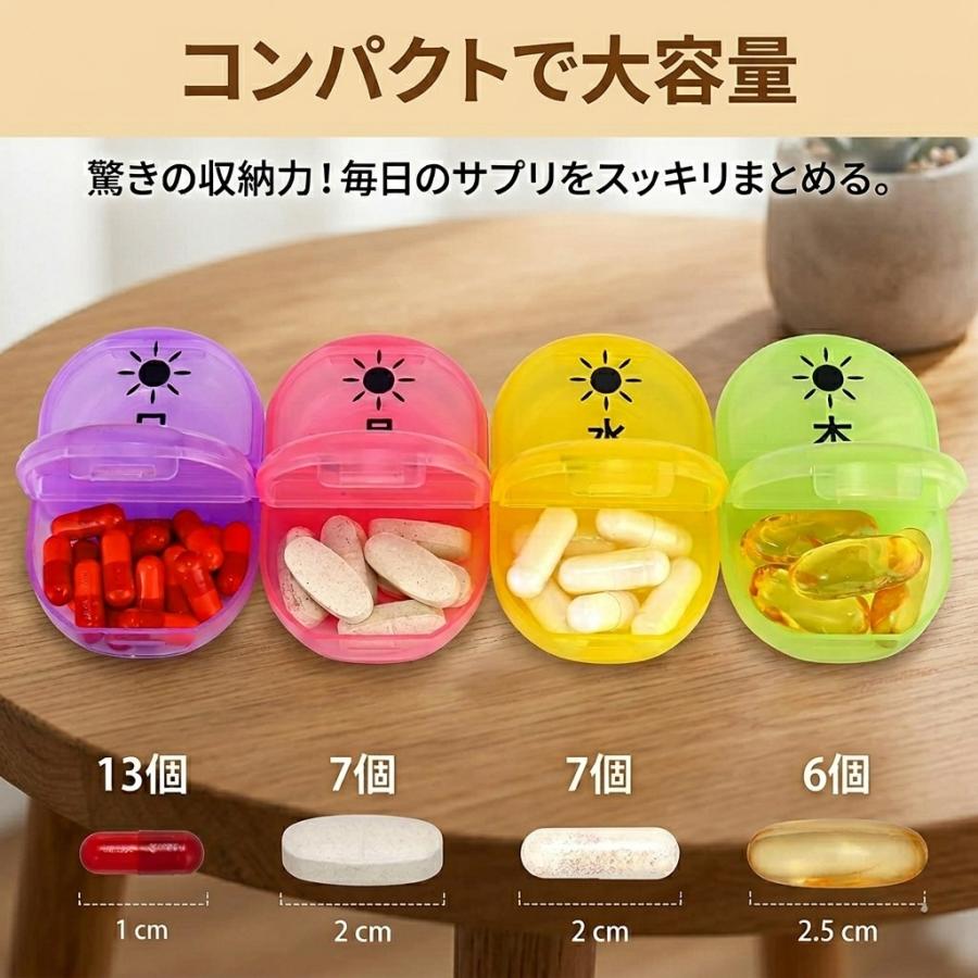 ピルケース 薬ケース 朝夜 1週間用（1日2回）サプリケース 七色