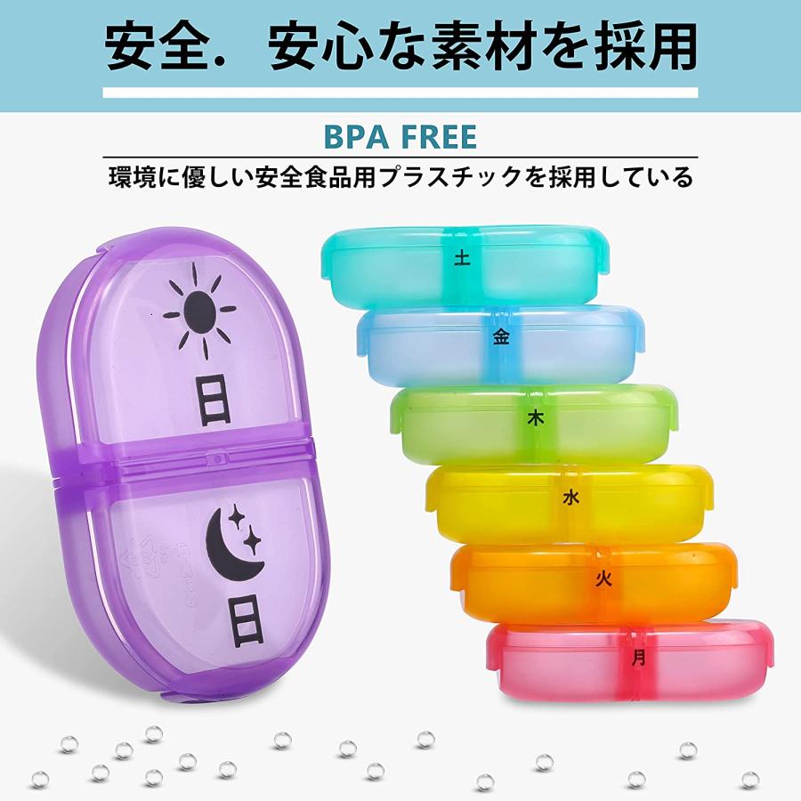 ピルケース 薬ケース 1週間用（1日2回）七色ピルケース 専用収納ケース