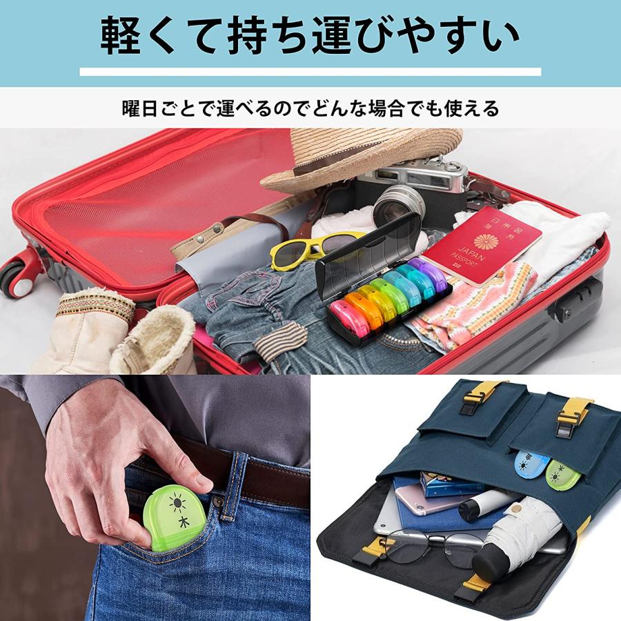 ピルケース 薬ケース 1週間用（1日2回）七色ピルケース 専用収納