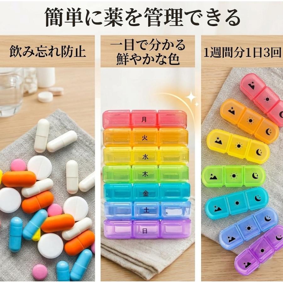 Fullicon 1週間 1日3回 ピルケース 朝昼晩 薬ケース 携帯用 ぴるけーす